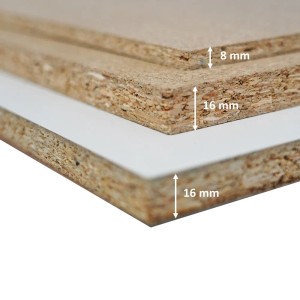 Detailaufnahme: Spanplatten-Ebenen (8 & 16 mm) für PROREGAL Schwerlastregal. Robust und stabil.
