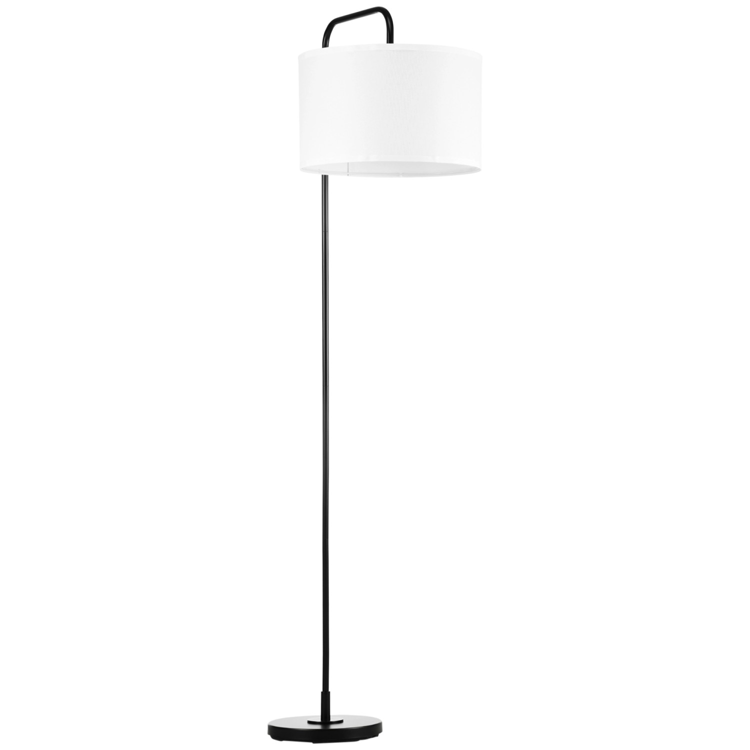 HOMCOM Stehlampe mit E27 Fassung Stahl Polyester Weiß 64L x 38B x 163,5H cm