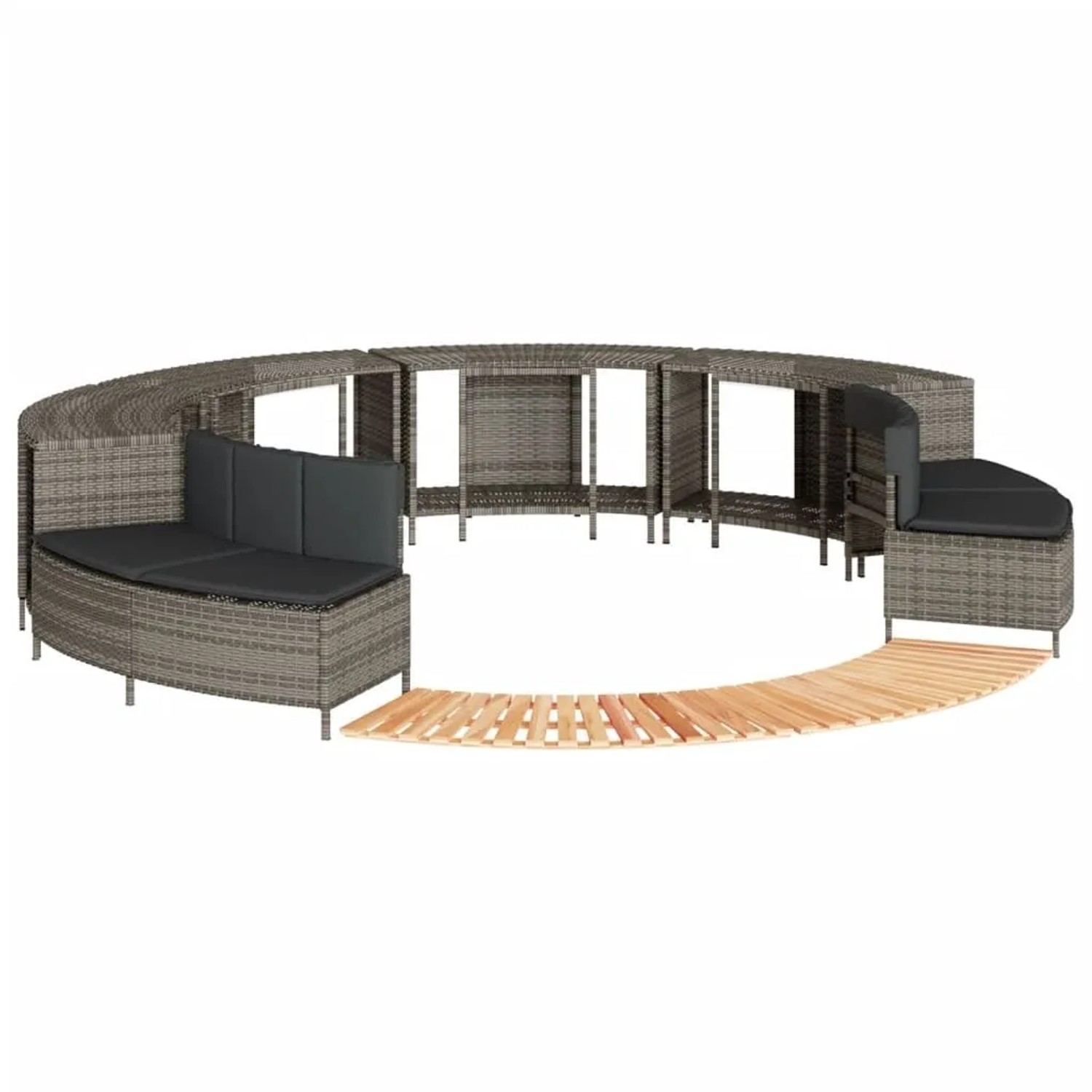 vidaXL Whirlpool-Umrandung Grau Poly Rattan und Massivholz Akazie 3270653