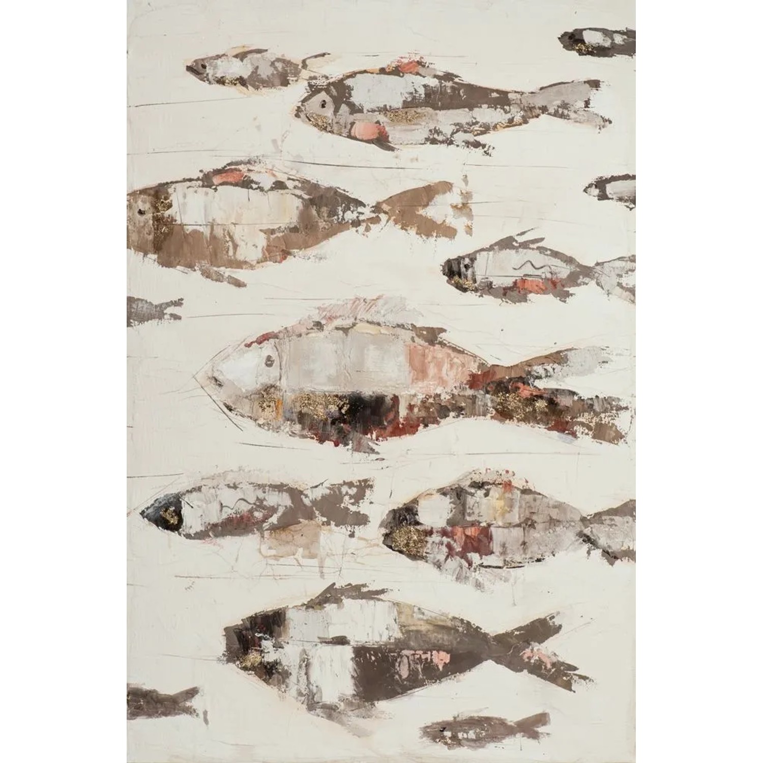 Art Universe Leinwandbild Fischschwarm in Rosa 80 x 120 cm