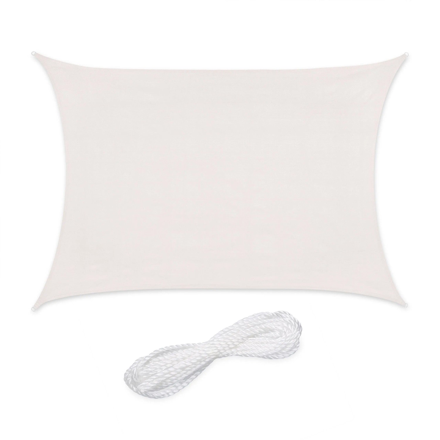 Relaxdays Sonnensegel HDPE-Gewebe Weiß UV-Schutz Witterungsbeständig 2 m x 4 m 1,5 kg