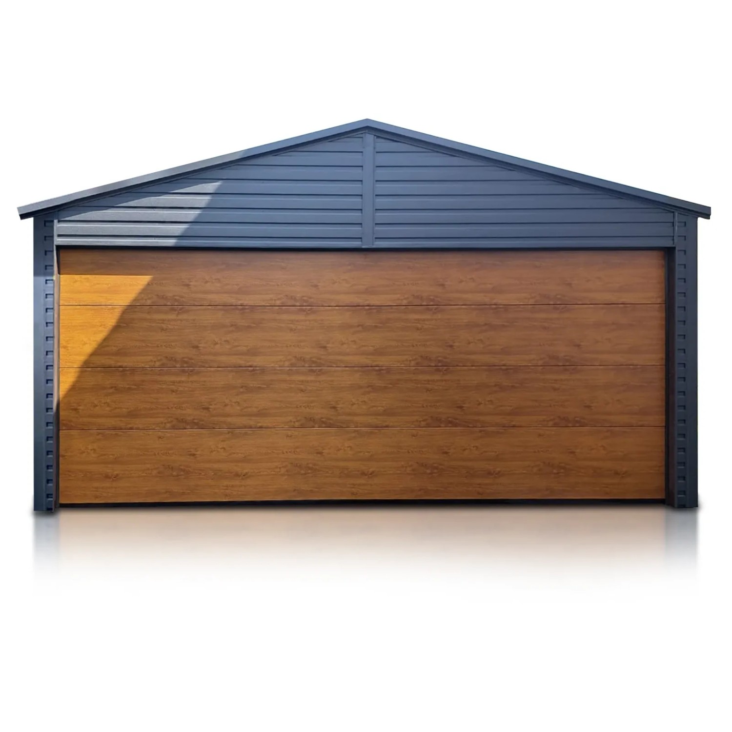 Liderstal Doppelgarage Premium aus Blech 590 x 500 cm Seitengiebel Sektionaltore Graphit