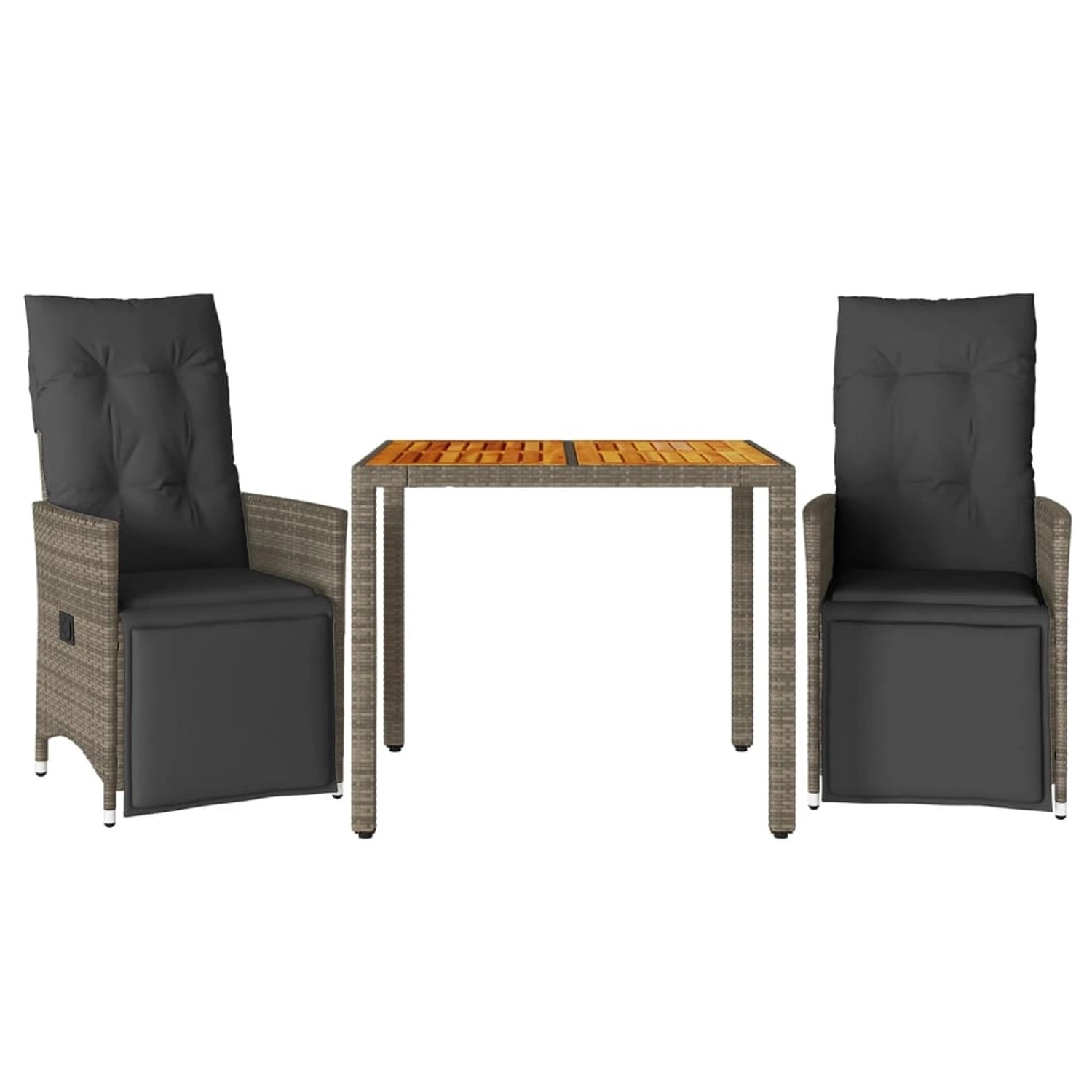 vidaXL 3-tlg Garten-Bistro-Set mit Kissen Grau Poly Rattan Modell 6