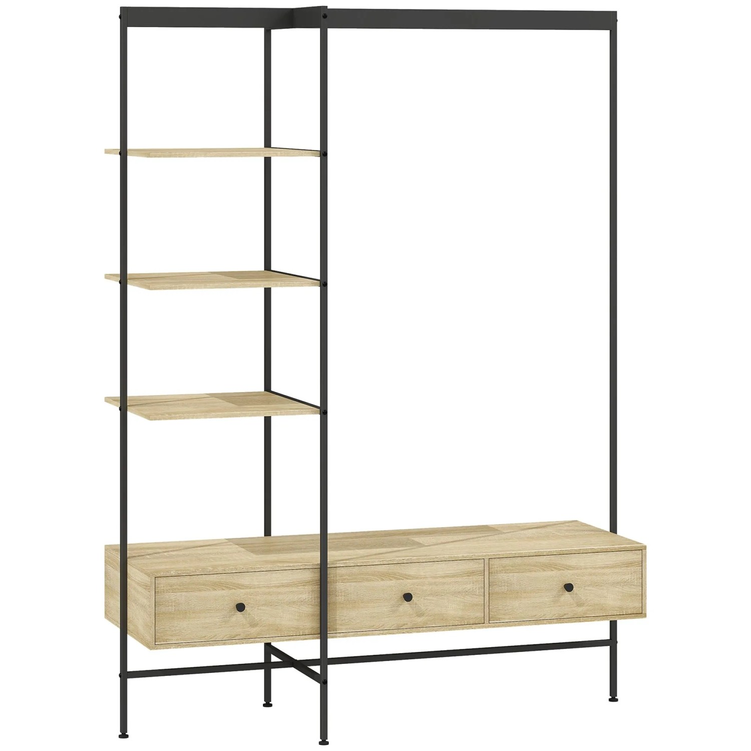 HOMCOM Hall Tree Metall Spanplatte 135 x 48 x 180 cm Eiche