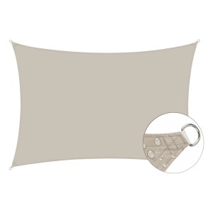 Rechteckiges Sunula Sonnensegel in Taupe aus Polyester mit UV-Schutz für Balkon & Terrasse, wasserabweisend mit Ösen.