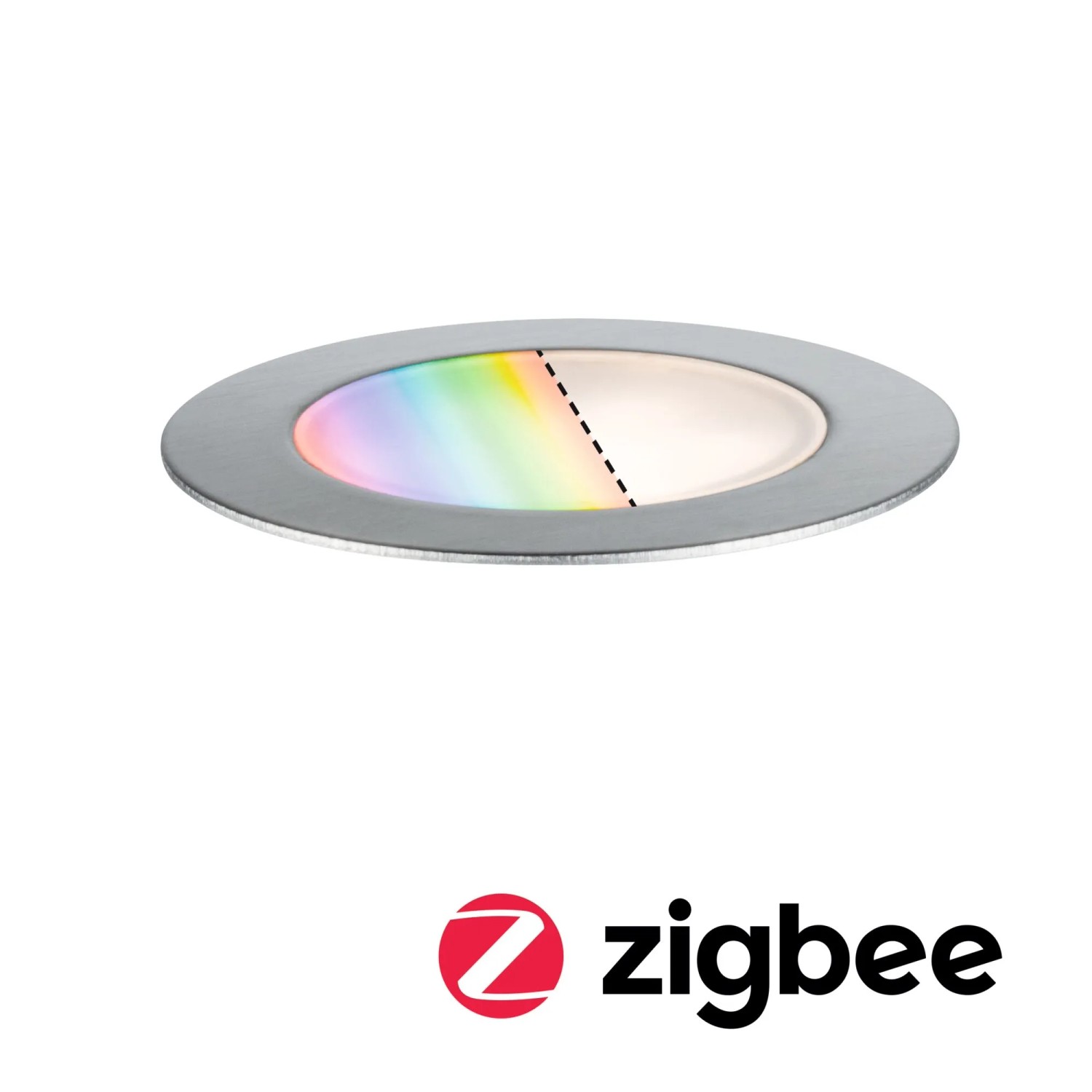 Paulmann Plug & Shine LED-Bodeneinbauleuchte, RGBW, Zigbee-kompatibel für smarte Außenbeleuchtung.