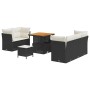 vidaXL Garten-Sofa-Set, 8-teilig, schwarz, Poly Rattan, mit Tisch und Hockern für den Garten.