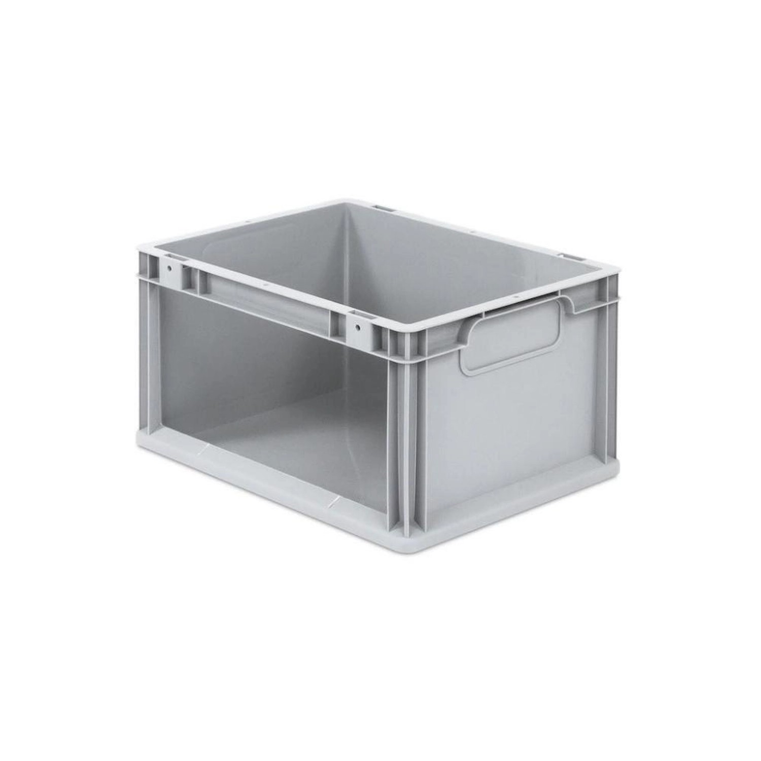 Graue PROREGAL Eurobox NextGen Store, 20 Liter, mit seitlicher Öffnung. Aufbewahrungsbox für Lager und Transport.