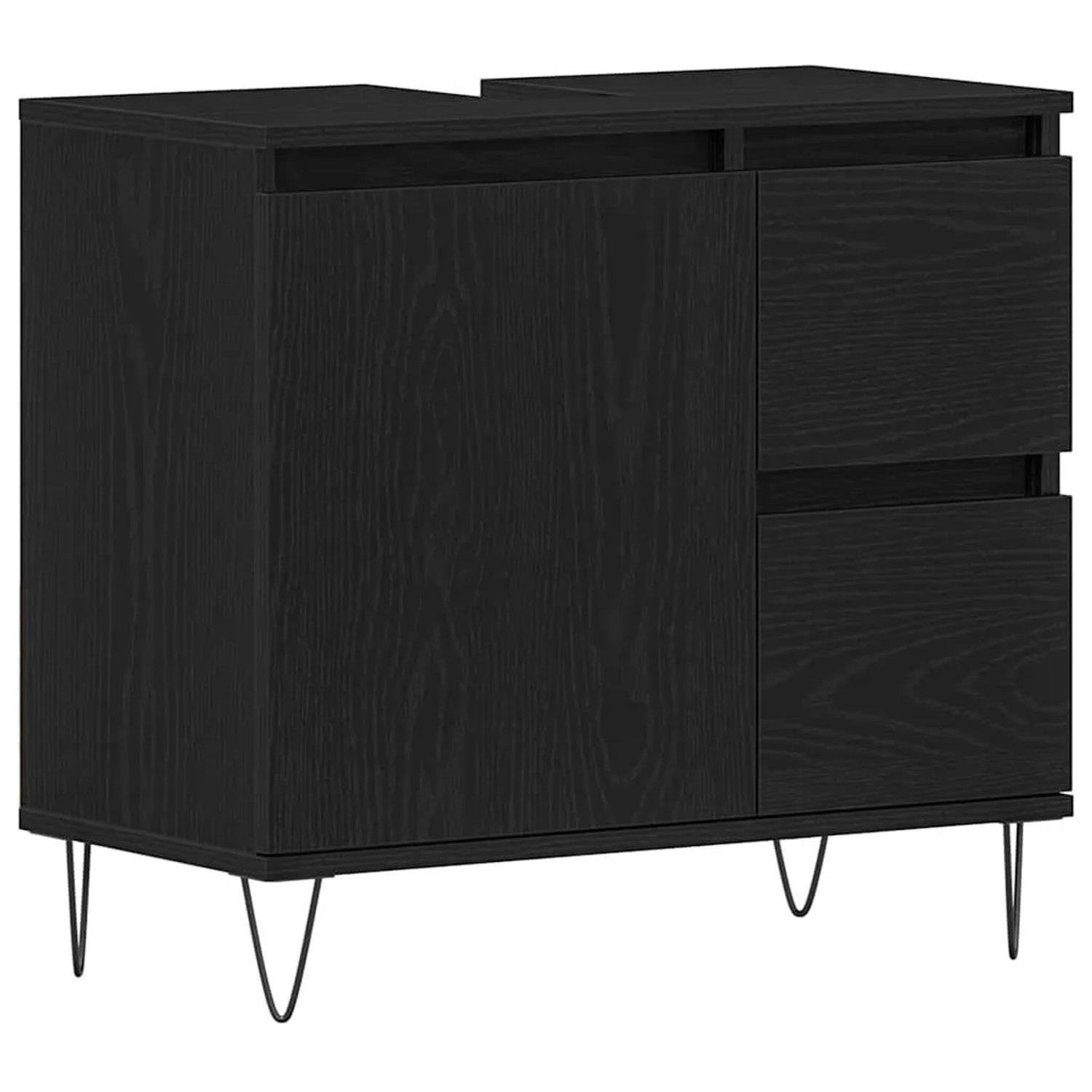vidaXL Waschbeckenschrank mit Tür Schwarz Eichen-Optik 65 x 33 x 60 cm 8628 günstig online kaufen