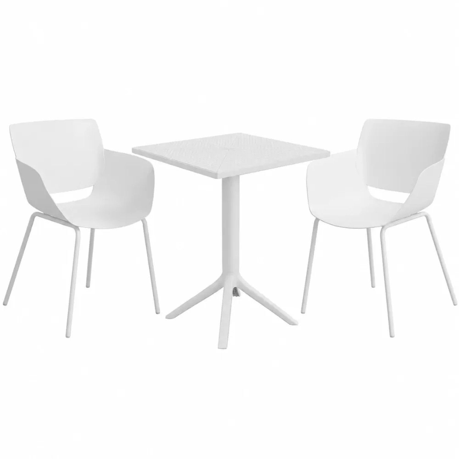 DELUKE Gartenmöbel-Set ALMA mit 2 Stühlen 168x60x80cm Kunststoff Weiß Balkonset Gartenset Tisch mit Stühlen Bistroset Outdoor