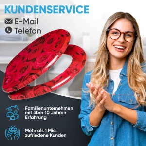 Sanilo WC-Sitz mit Rosenmuster und Absenkautomatik, mit Kundenservice-Garantie.
