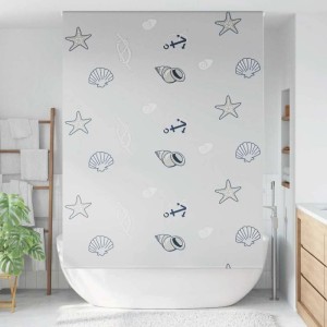 vidaXL Duschrollo 150x240 cm mit Seestern-Muster im Badezimmer.