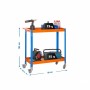 PROREGAL Montagewagen mit 2 Holzböden, blau-orange, 103x90x40 cm. Werkstattwagen mit Rollen.