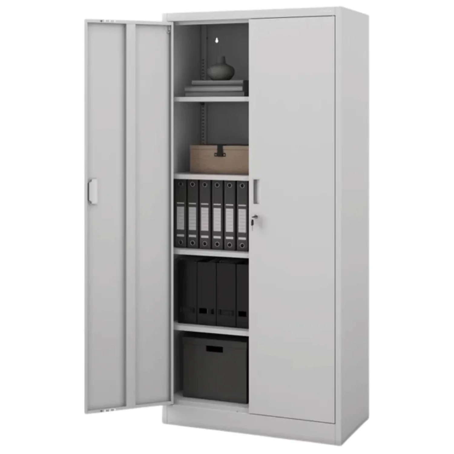 DELUKE Aktenschrank Abschließbar KADO mit Flügeltüren 175 x 80 x 40 cm Grau