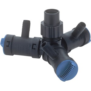 Oase Wasserverteiler Multi WD 1/2 für Teichpumpen, regulierbarer Verteiler mit drei Ausgängen.