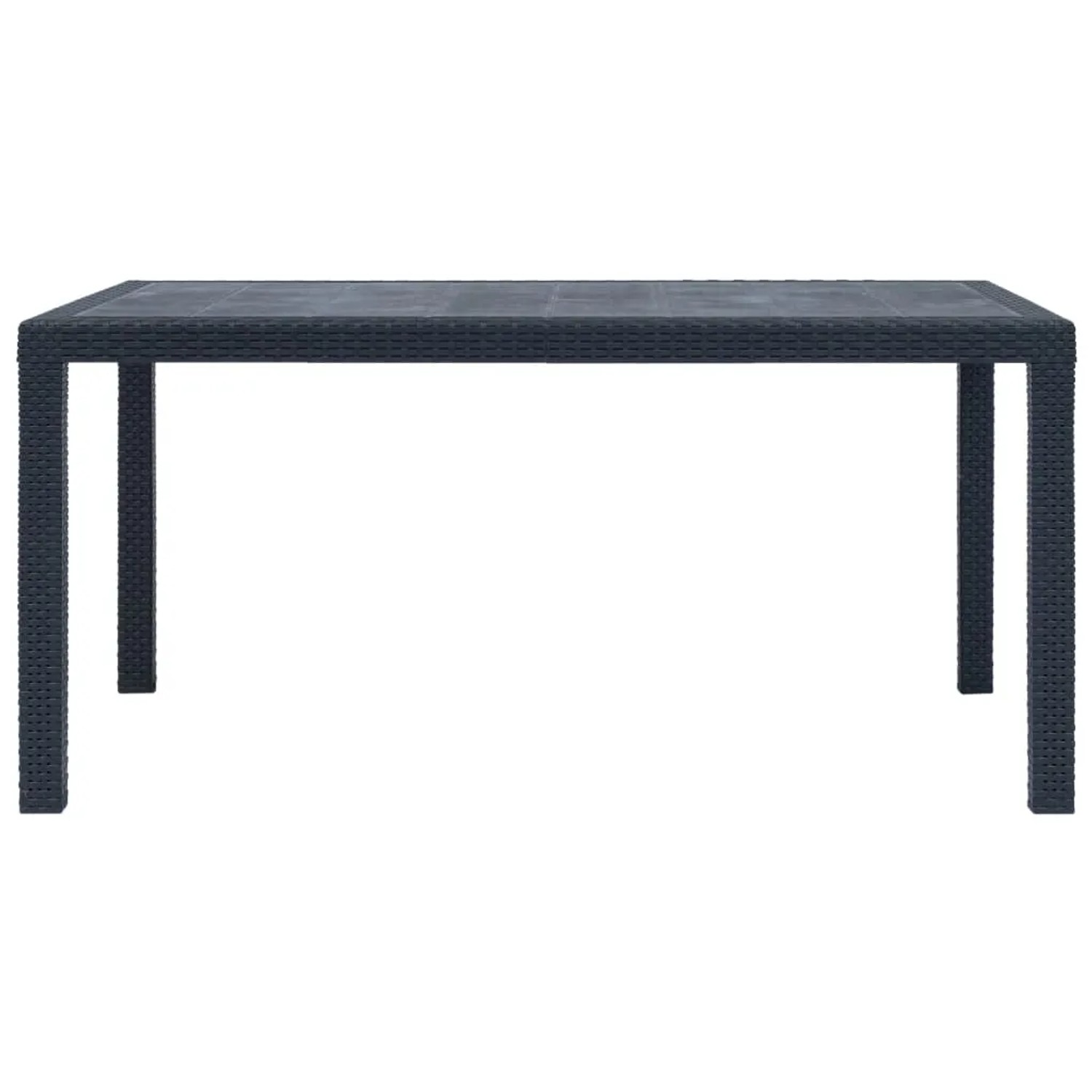Anthrazitfarbener Gartentisch (150x90 cm) in Rattan-Optik von vidaXL.