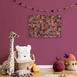 Buntes Bricoflor Wandbild mit abstraktem Mosaik-Muster, ideal für Wohn- und Kinderzimmer.
