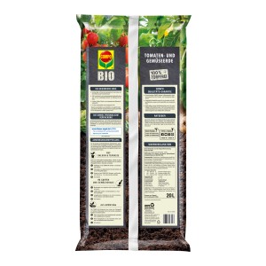 Sack Compo Bio Tomaten- und Gemüseerde, torffrei, 20L. Geeignet für Beet, Gewächshaus, Balkon und Terrasse.