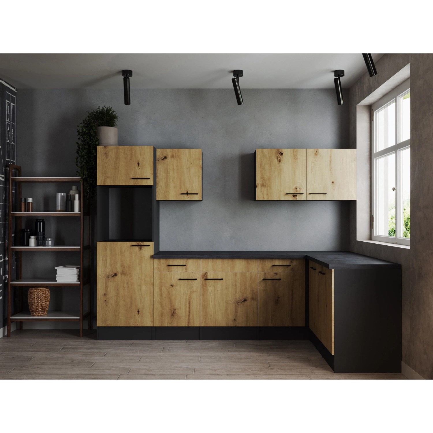 Respekta Winkelküche Oliver 280 cm Artisan Eiche ohne E-Geräte