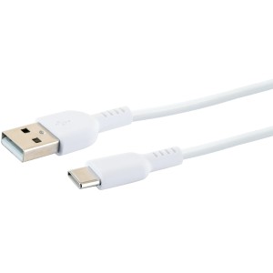 Weißes Schwaiger USB-A zu USB-C Kabel zum Laden und Synchronisieren.