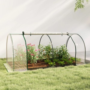 Grünes Furnicato Gewächshaus Treibhaus 250x100x80 cm mit Pflanzen im Garten.