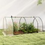Grünes Furnicato Gewächshaus Treibhaus 250x100x80 cm mit Pflanzen im Garten.