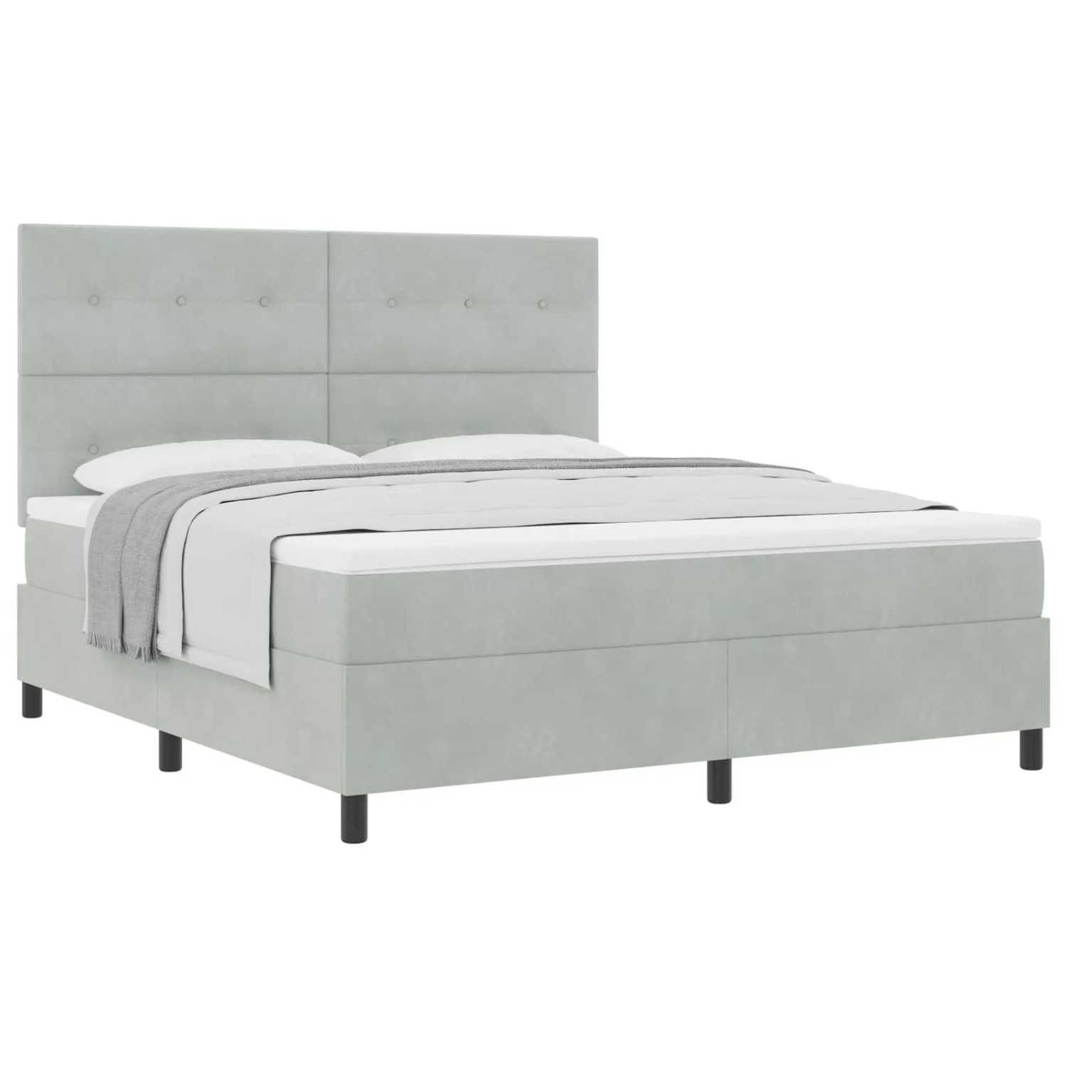 vidaXL Boxspringbett mit Matratze Hellgrau 180 x 200 cm Stoff 3339848