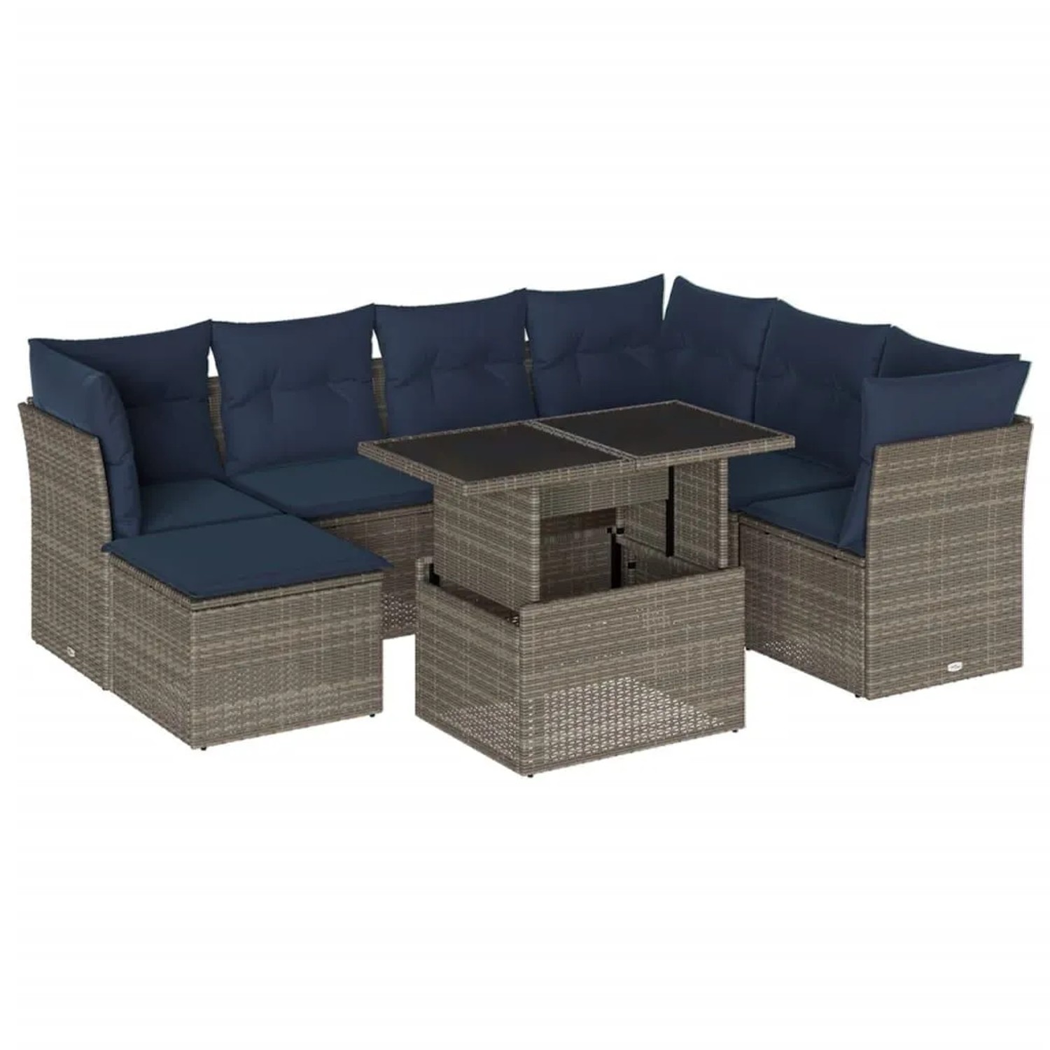 vidaXL 8-Tlg Gartensofa-Set mit Kissen Grau Polyrattan 3266761 günstig online kaufen