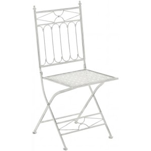 DELUKE Gartenstuhl FINN 40x40x95cm Metall Antik-Weiß Klappstuhl Garten Outdoor-Stuhl