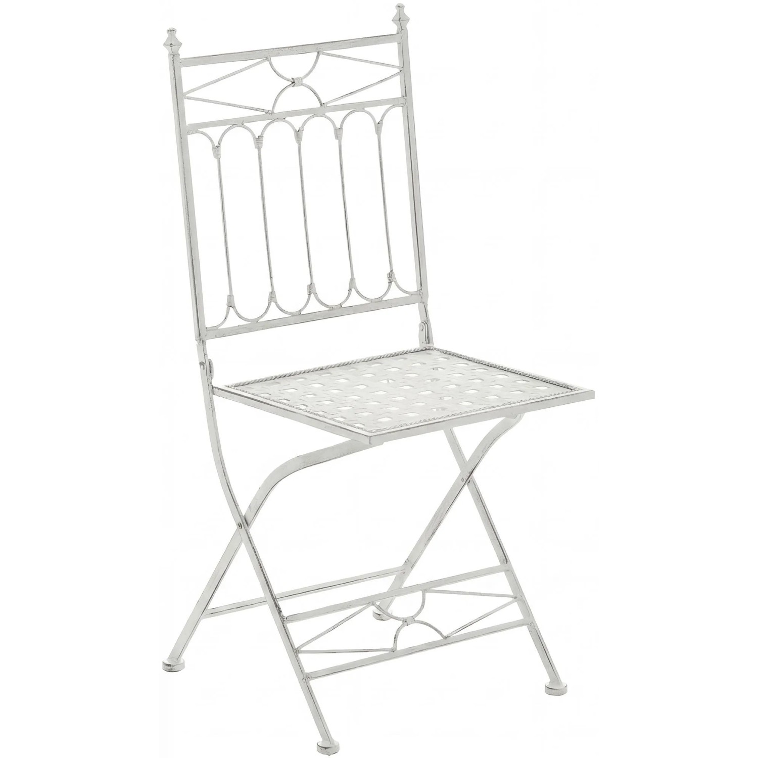 DELUKE Gartenstuhl FINN 40x40x95cm Metall Antik-Weiß Klappstuhl Garten Outdoor-Stuhl
