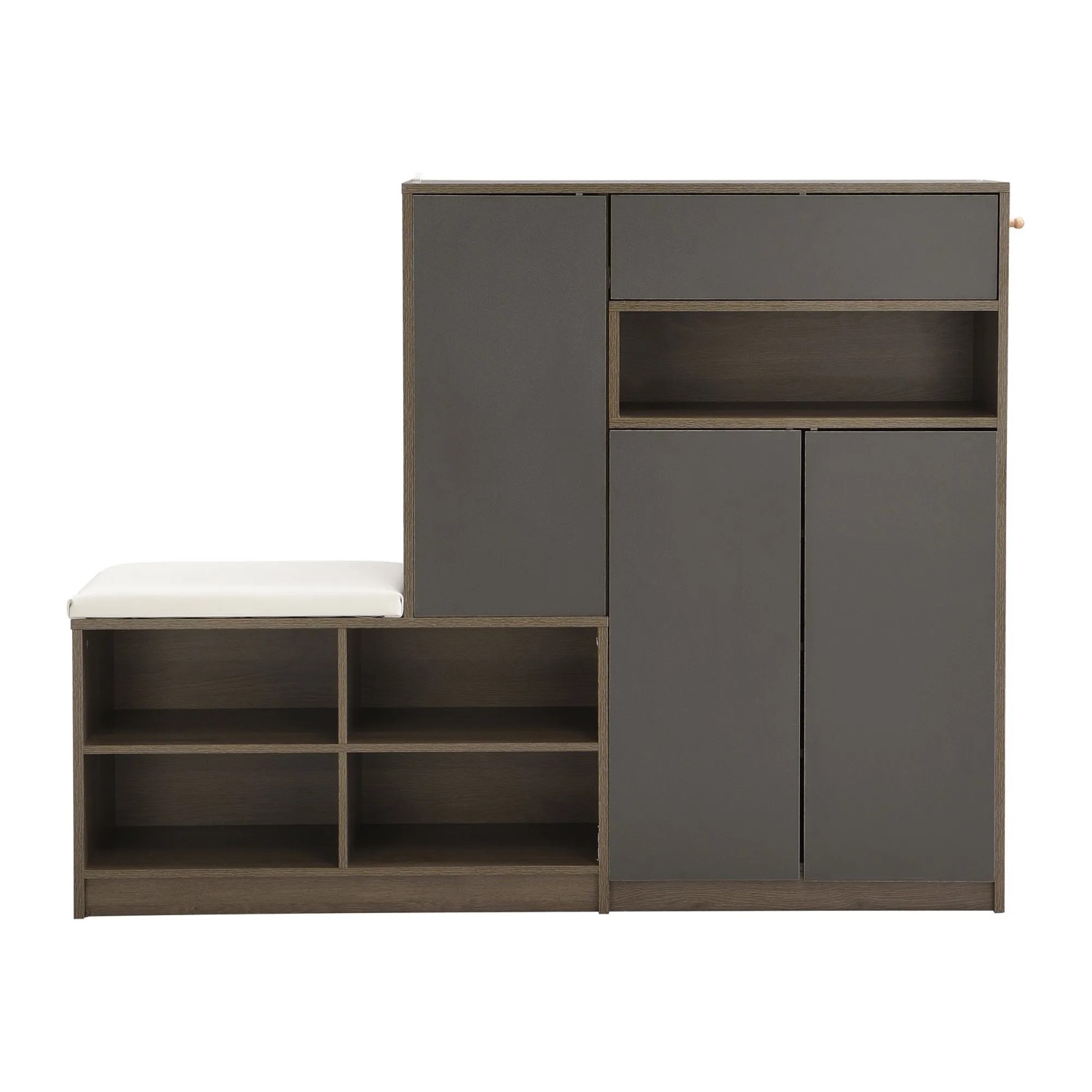 Merax Schuhbank 140x35x110 cm Grau mit Sitzfläche Stauraum
