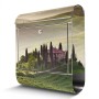 Banjado Edelstahl Briefkasten mit Toscana Motiv und Zeitungsfach. Rostfreier Wandbriefkasten.