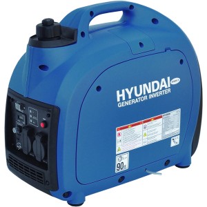 Blaues Hyundai Notstromaggregat HY2000Si D mit 2000 W Leistung.