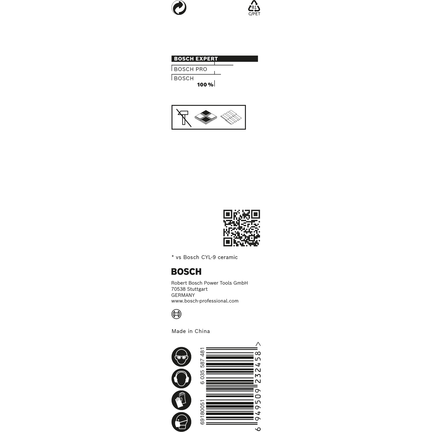 Verpackung Bosch Expert Hard Keramikbohrer Hex-9, 10 mm. Fliesenbohrer mit Sechskantschaft.