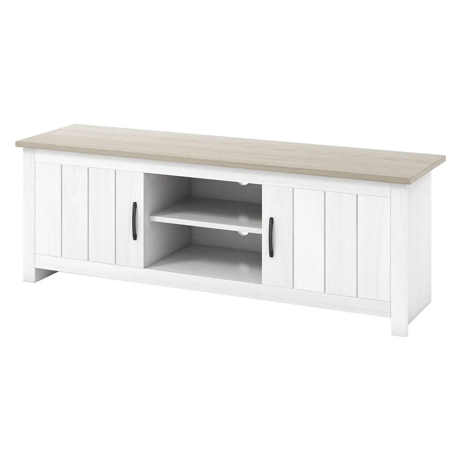 Costway TV-Schrank 145 x 40 x 50 cm mit 2 Türen & Regalen Weiß günstig online kaufen