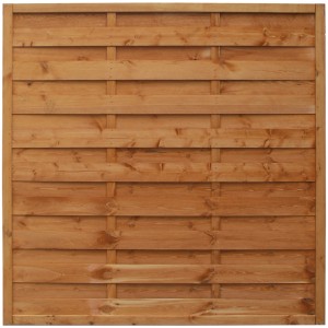 Honigfarbenes Sichtschutzzaun-Element aus Holz, 180x180 cm, für den Garten.