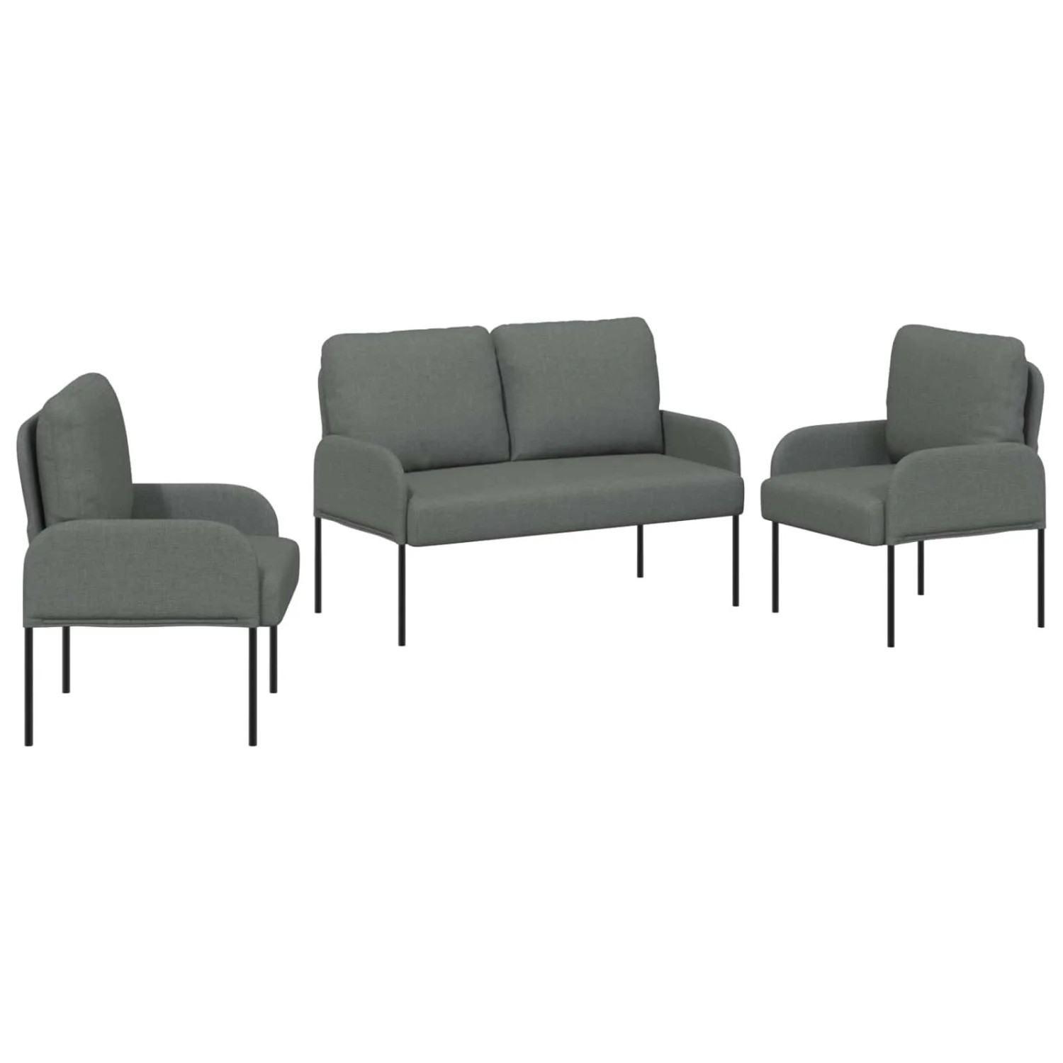 vidaXL Sofagarnituren 3 Stk Dunkelgrau 115 x 56 x 80 cm Sperrholz 3406209