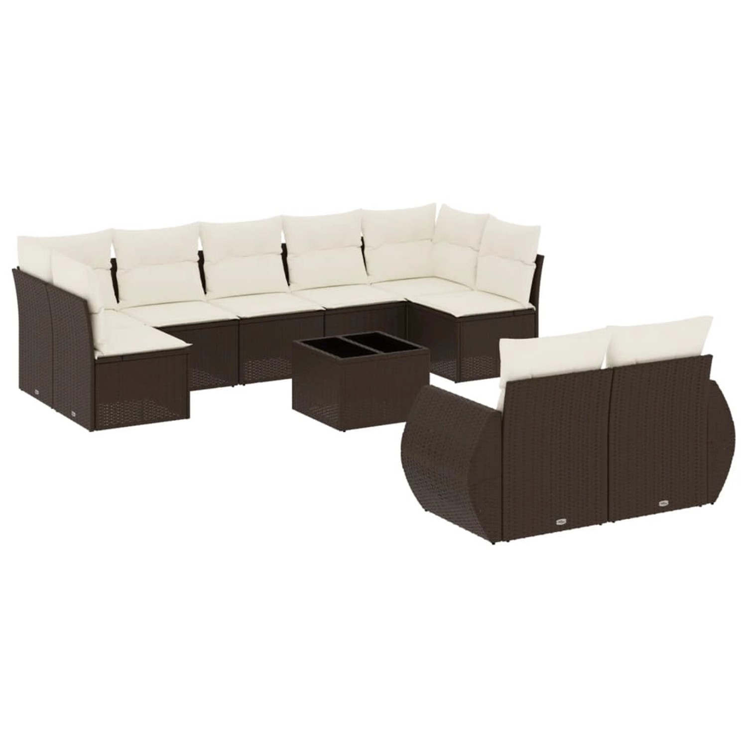 vidaXL 10-Tlg Garten-Sofagarnitur mit Kissen Braun Poly Rattan 3254170 günstig online kaufen