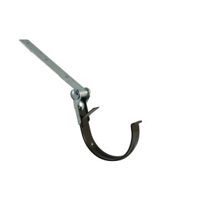 Verstellbares, braunes Marley Dachrinnen-Eisen RG 100 zur Montage von Kunststoff-Dachrinnen.