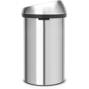 PROREGAL Abfallbehälter, 60 Liter, mit Soft-Touch-Öffnung, aus mattem Edelstahl.