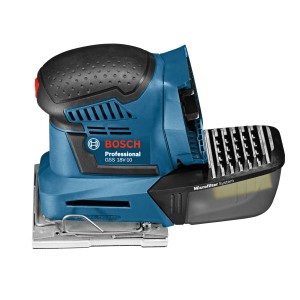 Bosch Professional GSS 18V-10 Akku-Schwingschleifer mit Staubbox.