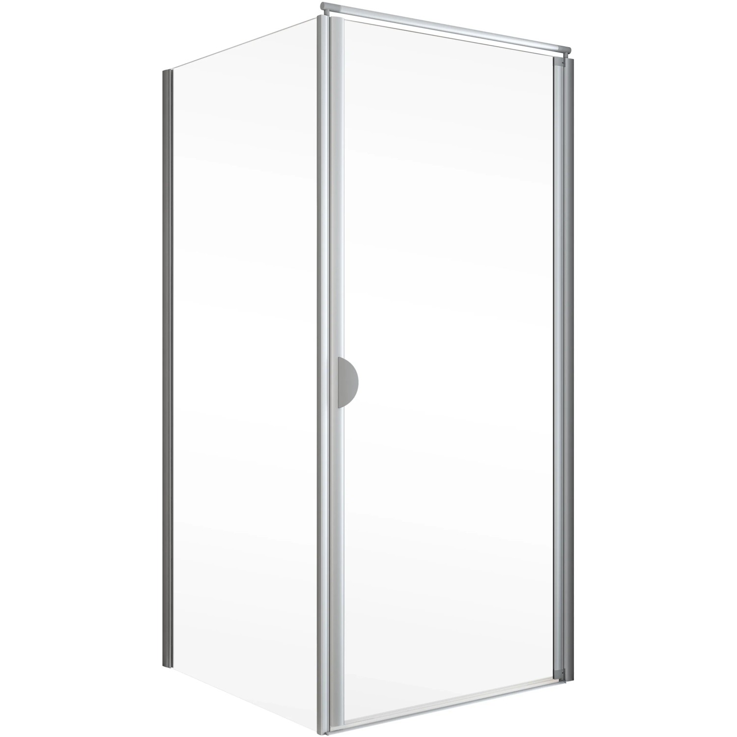 Schulte ExpressPlus Drehtür Sunny mit Seitenwand, 180x90 cm, Alu Natur, teilgerahmte Eckdusche.
