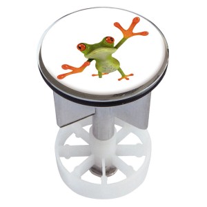 Waschbeckenstöpsel mit Frosch-Motiv, Excenterstopfen für 38-40 mm Abfluss.