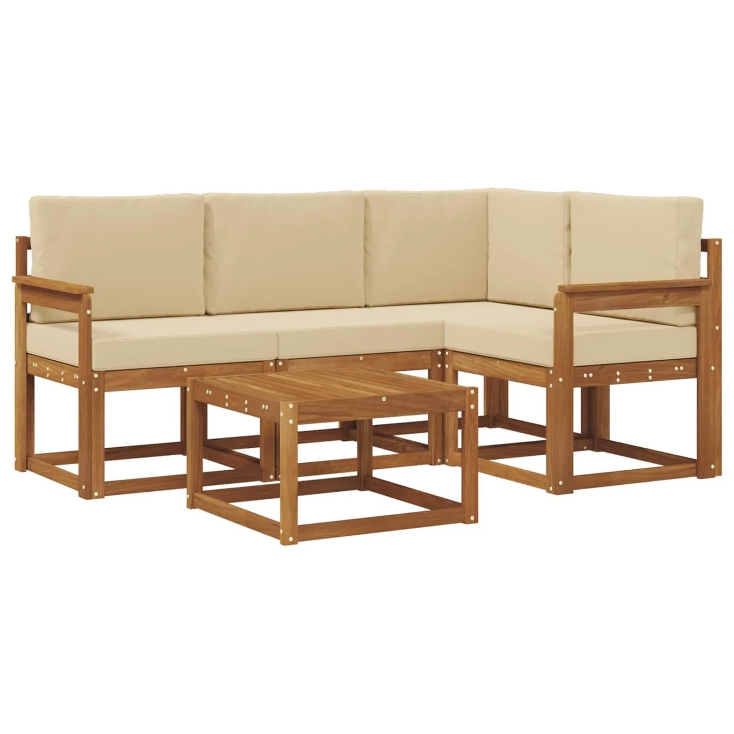 vidaXL Outdoor-Sofagarnitur mit Kissen 5 Stk Natur und Beige 3366351