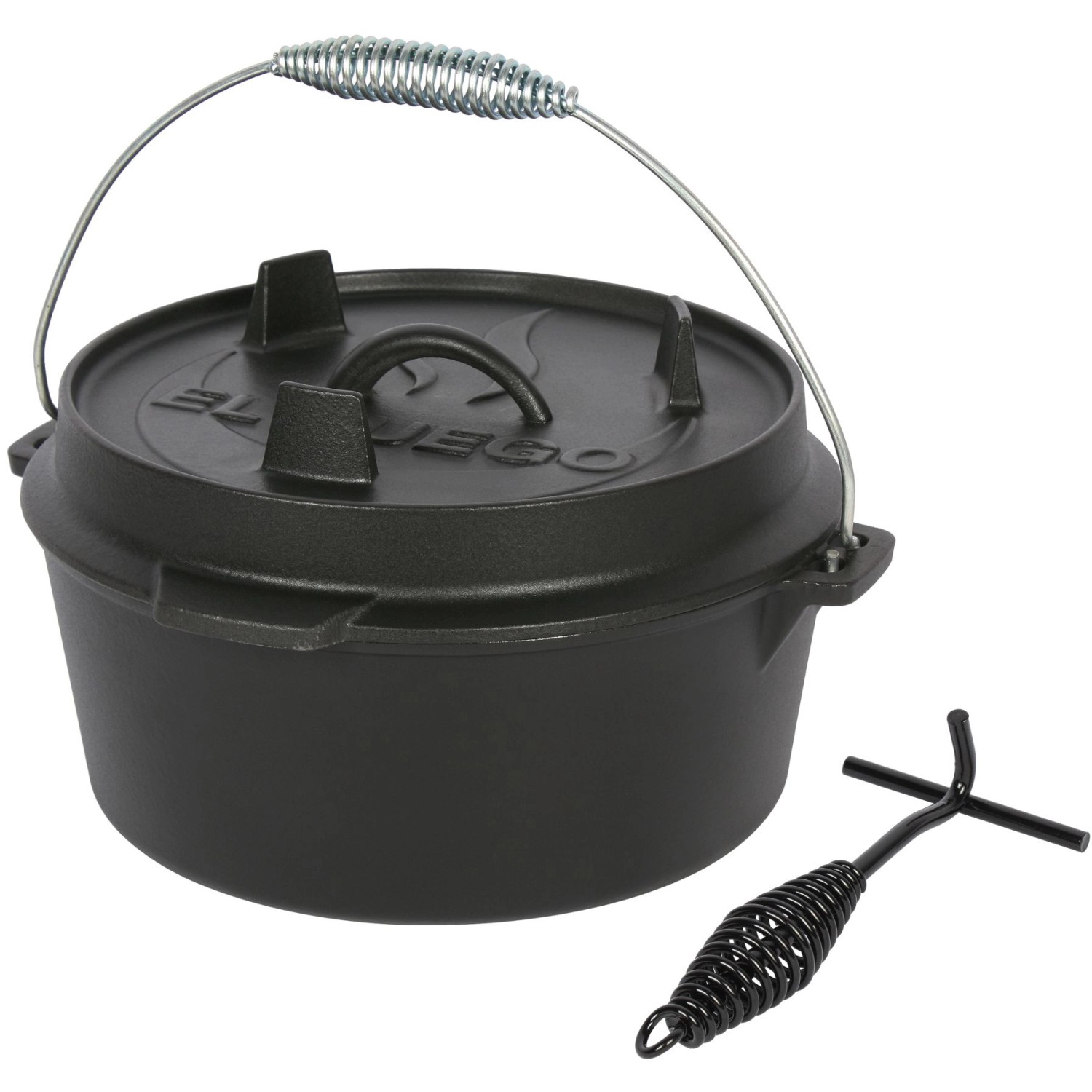 El Fuego Dutch-Oven Gusseisen 3,5 l Deckel 1 l Schwarz