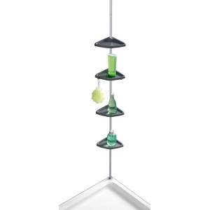 Wenko Teleskop-Duschecke Easy Silber mit 4 Ablagen und Aluminiumstange.