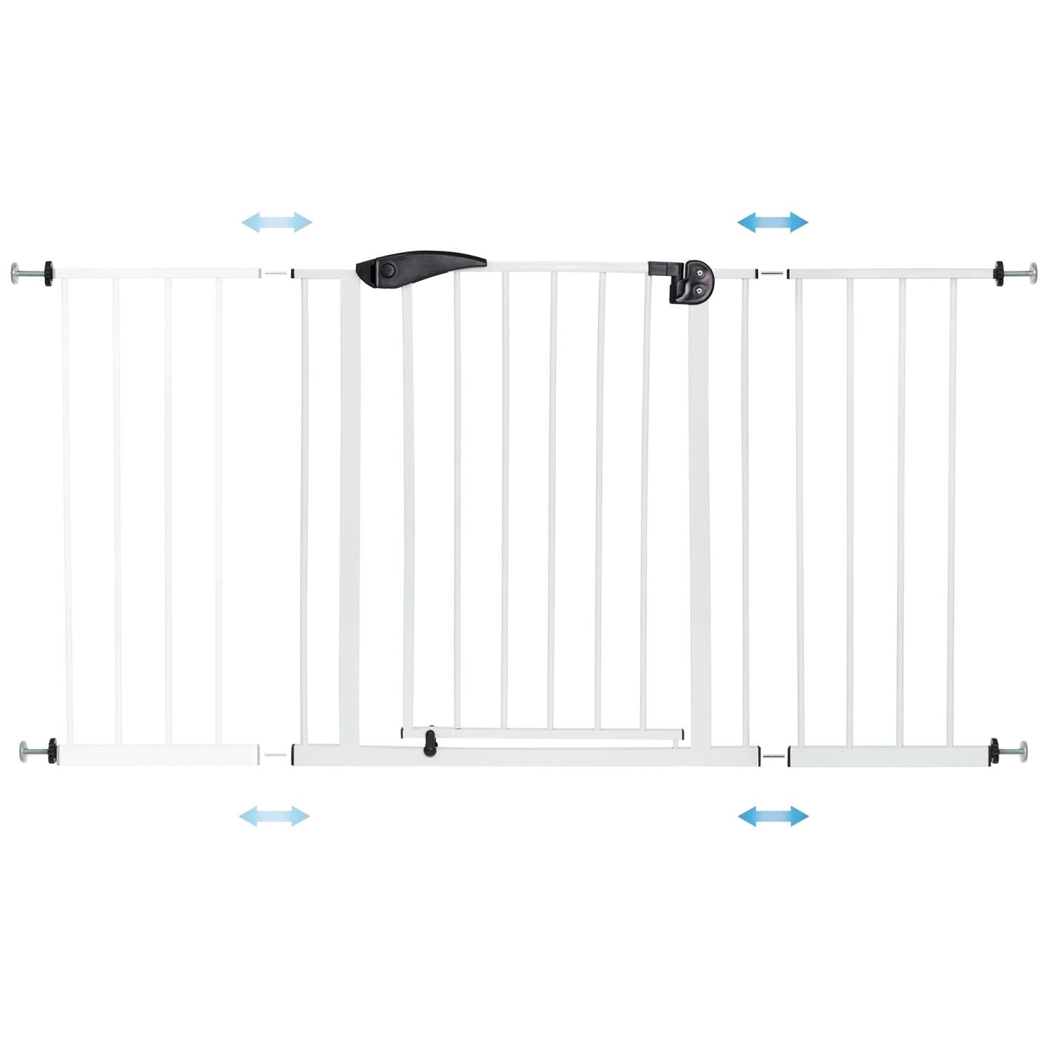 Weißes ECD Germany Türschutzgitter für Kinder und Haustiere, 105-115cm breit, ohne Bohren.