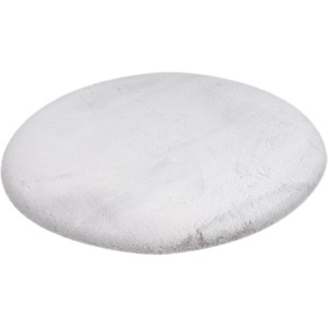 Runder, silberner Lalee Teppich Heaven, Ø 120 cm. Kurzflorteppich aus weichem Kunstfell.