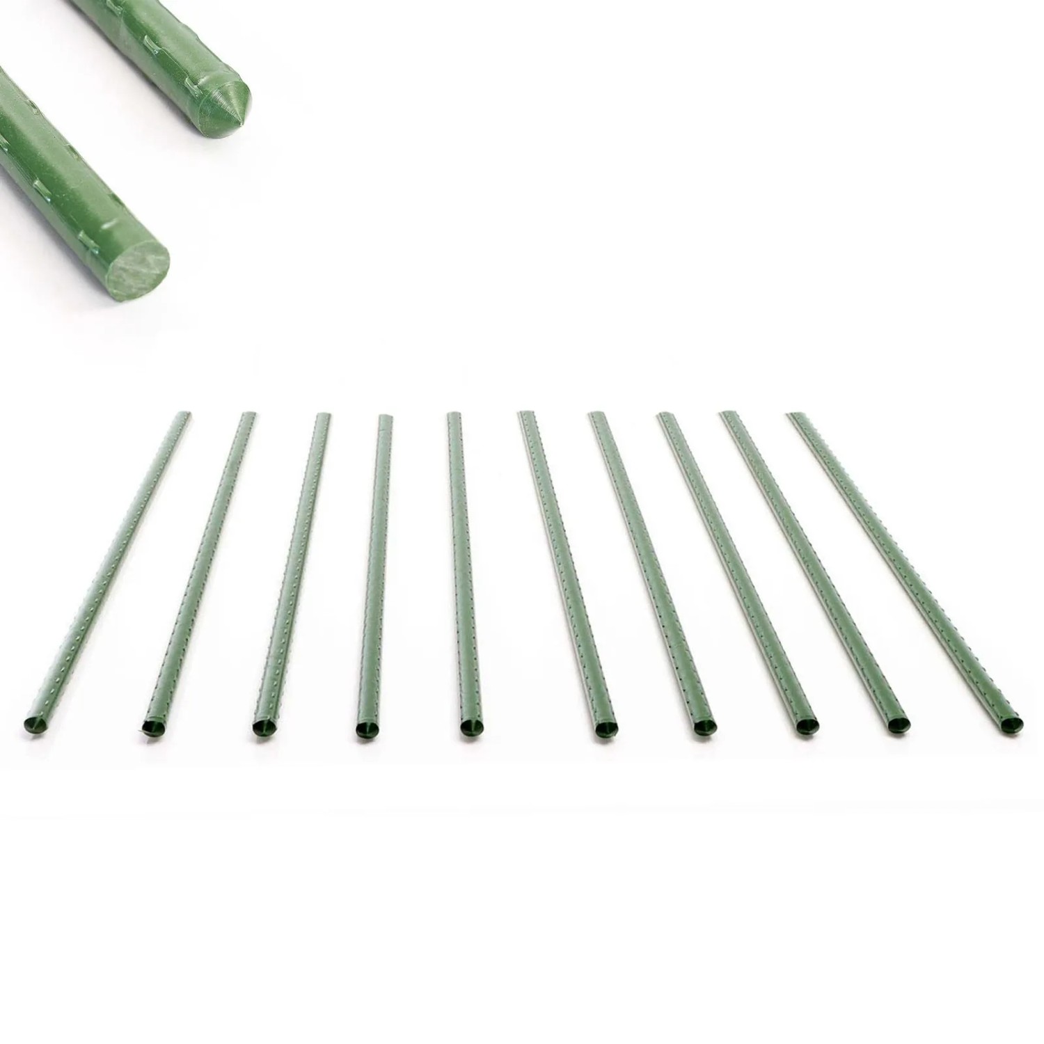 Toboli 10X Pflanzstäbe Grün 60Cm Ø8Mm Rankstäbe Metall Kunststoff Tomatenstangen