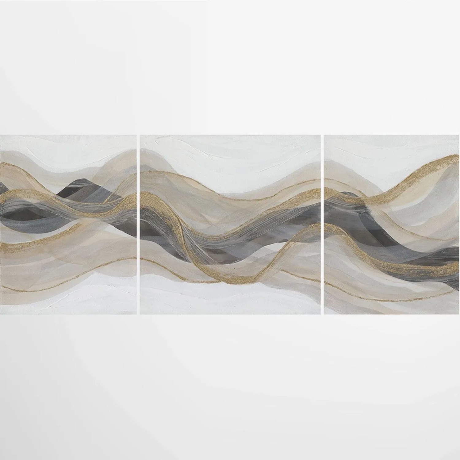 Art Universe Leinwandbild Abstrakte Wellen in Naturtönen 80 x 200 cm